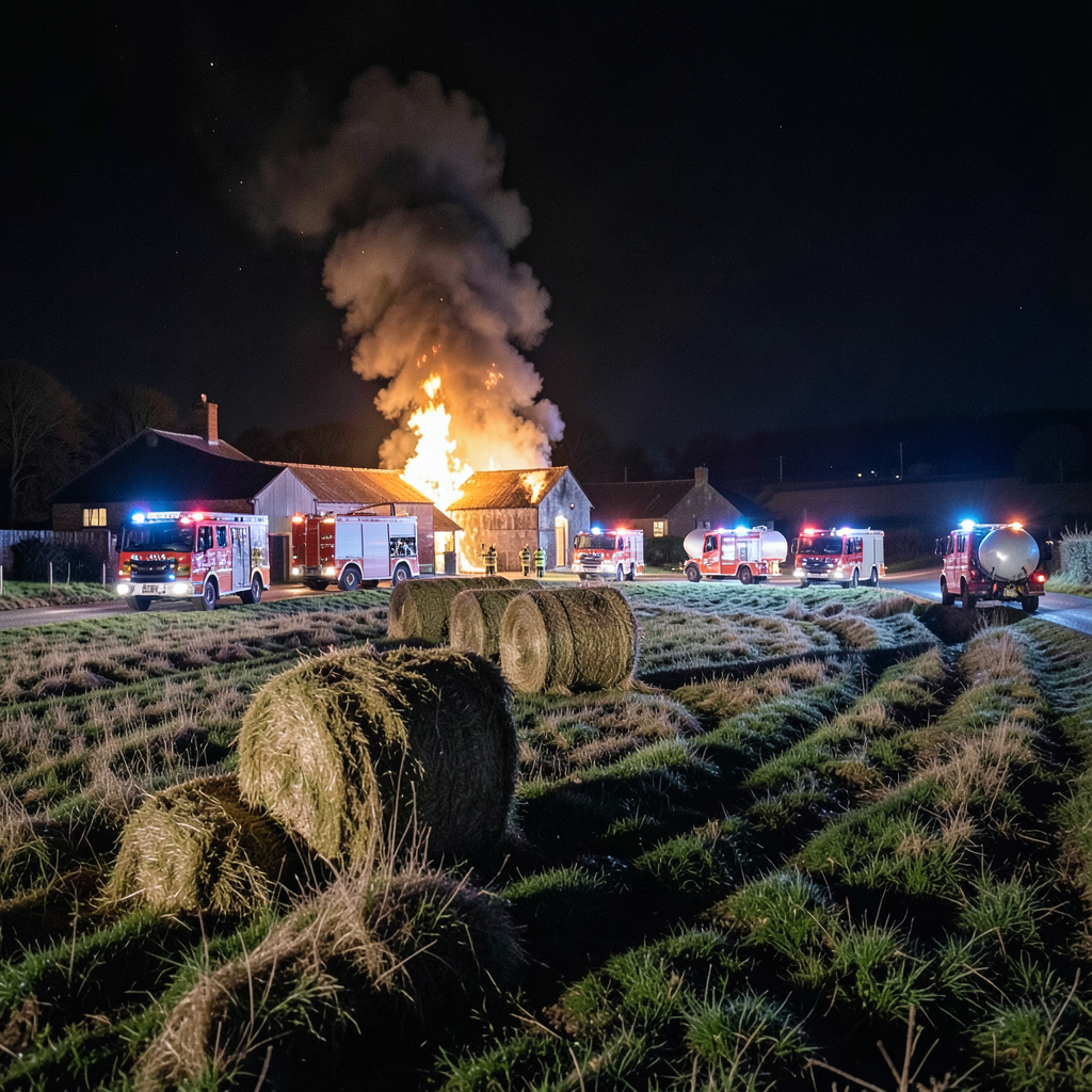 Six fire engines attend farm fire near Chalgrove as crews establish fire break